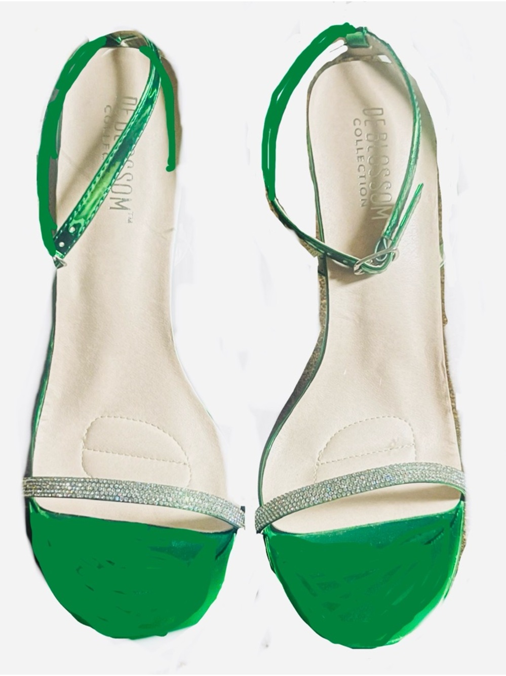 Green Open-Toe ankle strap  Heels - Women